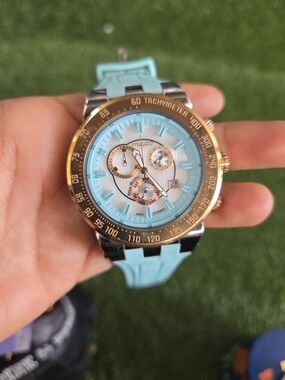 Mulco Aqua Blue Dial Chronograph with Rose Gold Bezel
